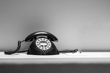 vintage telephone in black and white filterの写真素材