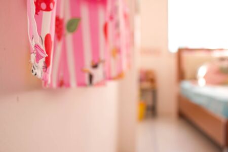 abstract blur photo of curtain in bedroomの写真素材