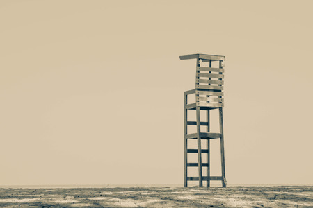 life guard chair on the beach in color filter
