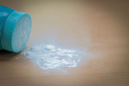 white talcum powder on the wood floorの写真素材