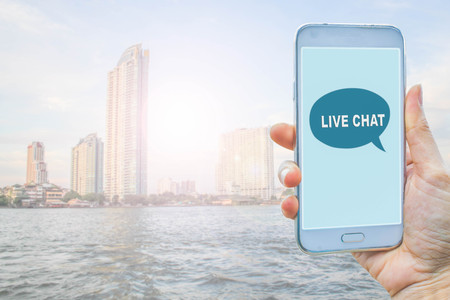 Live Chat Chatting Communication Concept on smart phoneの写真素材