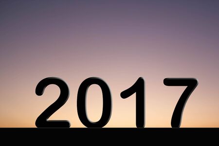 2017 text on abstract blur  backgroundの写真素材