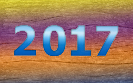 old rustic wood  with text 2017 in gradient filterの写真素材