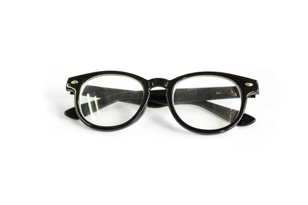 black glasses on white backgroundの写真素材