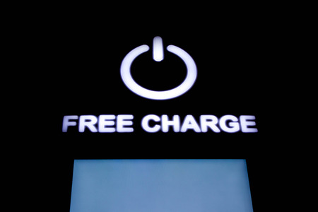 free charge station for mobile phone or laptop at the airportの写真素材