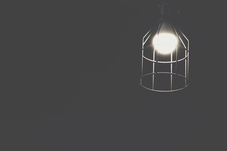modern vintage lamp in black backgroundの写真素材