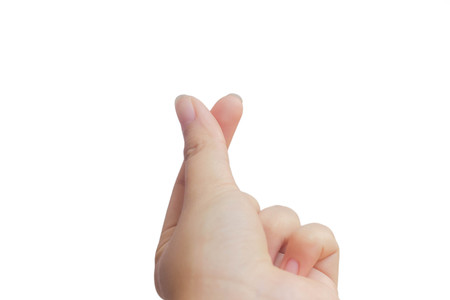 Korean new fingers heart sign isolated on white background