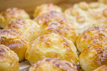 bread with butter in bakery shopの写真素材