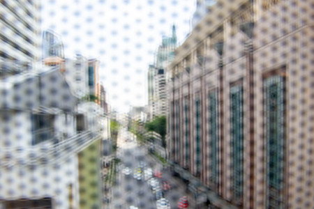 abstract blurred car on the road looking from sky train windowの写真素材