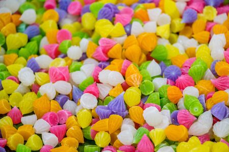 Ar-lua, Aalaw or Alua candy, pile of Thai traditional colorful candy sweet dessert.