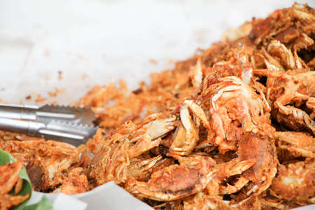 fried soft shell crab with crispy flour sold in Thailand street foodの写真素材