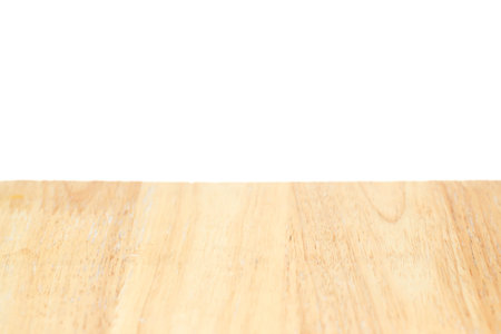 empty perspective wood over white background, for product display montage
