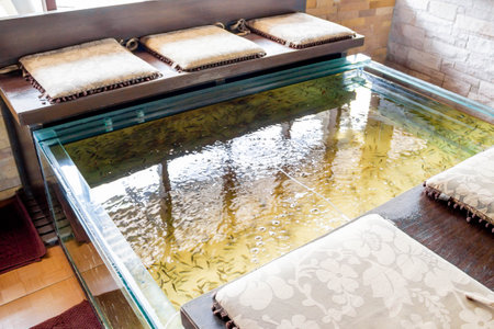 fish spa pedicure treatment with seatsの写真素材