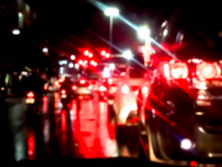 abstract blurred background of car light on the road at nightの写真素材