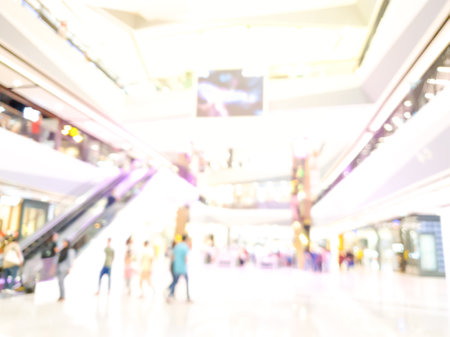 Abstract blurred of department store or shopping center mall : blurred image for background use. Abstract blur shopping mall background.の写真素材