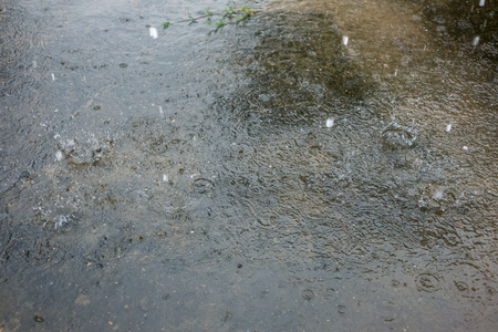 Raindrop fall on the roadの写真素材