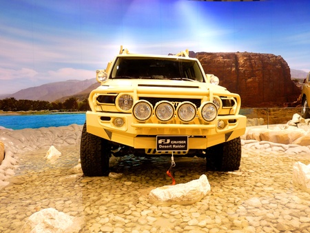 ABU DHABI, UAE - DECEMBER 10:FJ Cruiser Desert Raider on display during Abu Dhabi Int'l Motor Show 2010 at Abu Dhabi Int'l Exhibition Centre December 10, 2010 in Abu Dhabi,United Arab Emirates.のeditorial素材