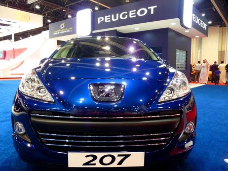 ABU DHABI, UAE - DECEMBER 10:Peugeot 207 on display during Abu Dhabi Int'l Motor Show 2010 at Abu Dhabi Int'l Exhibition Centre December 10, 2010 in Abu Dhabi,United Arab Emirates.のeditorial素材