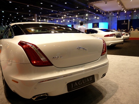 ABU DHABI, UAE - DECEMBER 10:Jaguar Luxury Vehicles on display during Abu Dhabi Int'l Motor Show 2010 at Abu Dhabi Int'l Exhibition Centre December 10, 2010 in Abu Dhabi,United Arab Emirates.のeditorial素材