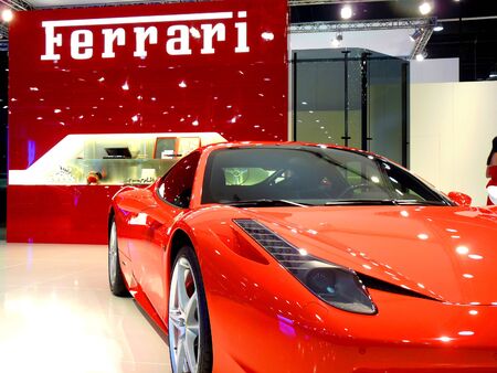 ABU DHABI, UAE - DECEMBER 10: Ferrari 458 Italia on display during Abu Dhabi Int'l Motor Show 2010 at Abu Dhabi Int'l Exhibition Centre December 10, 2010 in Abu Dhabi,United Arab Emirates.のeditorial素材