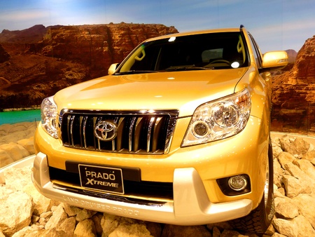 ABU DHABI, UAE - DECEMBER 10:Toyota Prado Extreme on display during Abu Dhabi Int'l Motor Show 2010 at Abu Dhabi Int'l Exhibition Centre December 10, 2010 in Abu Dhabi,United Arab Emirates.のeditorial素材