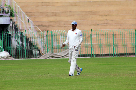 SIALKOT, PAKISTAN - OCTOBER 10: Quaid-e-Azam Trophy Cricket Match Played Between Sialkot and HBL...