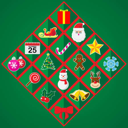 Set of Christmas Icons Isolated. Flat design. Vector Illustration.のイラスト素材