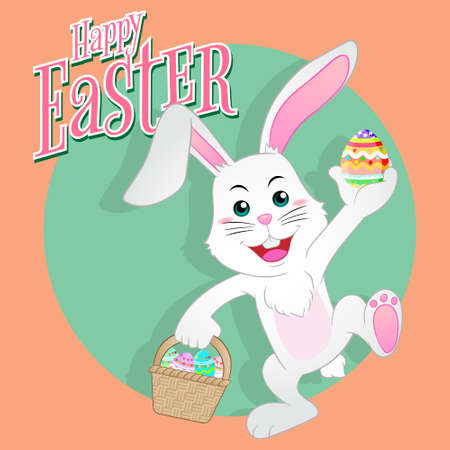 cute Easter rabbits with Easter eggsのイラスト素材