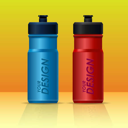 Mock-up Sport Bottle. For athletes, biker, runner. Fitness and GYM sports. Vector Illustration isolated on transparent backgroundのイラスト素材
