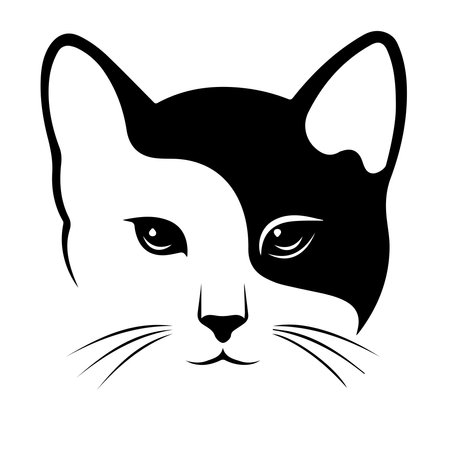 Cat head tattoo or use for coloring practice.のイラスト素材