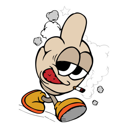 Vector character with middle finger. Cartoon characterのイラスト素材