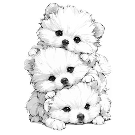 Cute dog. Black and white puppy, funny pet, isolated on white background.