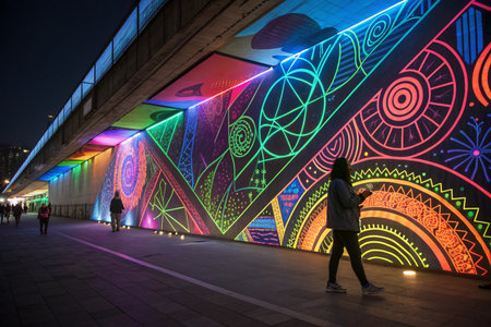 Unidentified people walk at night in Hong Kong. Hong Kong is one of the most densely populated areas in the world.の素材