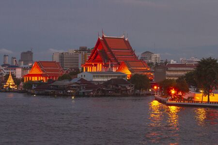 Night view of temple in Thailandの写真素材