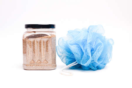 Coffee using for powder scrubbing with loofa or body scrubber.