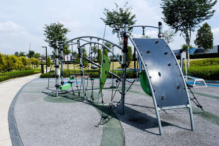 "Klang,Malaysia- Circa August, 2020: Part of Kompan Emerido playground gym station series called meteor shower link at Setia Eco Ardence park."のeditorial素材