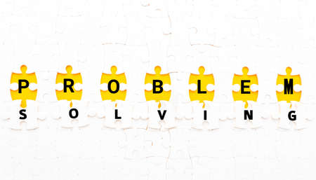 A picture using jigsaw puzzle with the word "PROBLEM SOLVING". Every problem has its solution concept.の写真素材