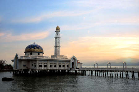 "Pangkor, Malaysia- Circa September, 2020: A picture of Masjid Al- Badr or 1000 Selawat during sunrise."のeditorial素材