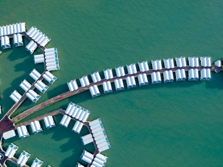 Aerial view part of Lexis Hibiscus in the evening. Famous water bungalow  with Guiness Book Of Recor.のeditorial素材