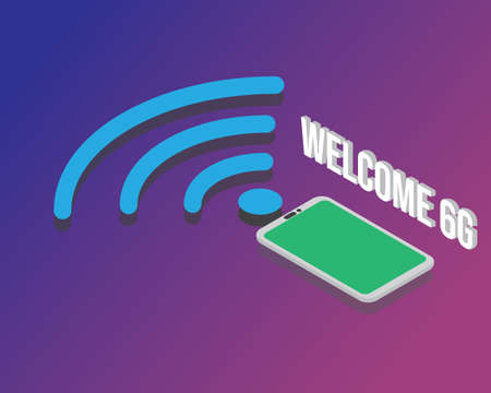 A vector of smartphone in green chroma key with wifi symbol in isometric  concept.
