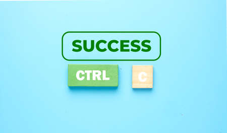 A picture of CTRL C at wooden block and C at word tiles. Success in life has to copy and improvice.
