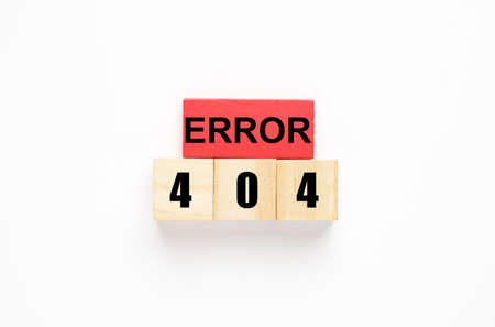 Wooden block written Error 404. Symbol as page not foundの写真素材