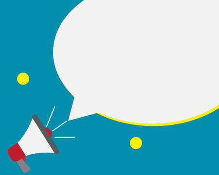 Megaphone loud hailer with speech bubble for text add on blue backgroundのイラスト素材