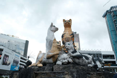 "Kuching,Malaysia-Circa December, 2021: A picture of cat monument situated in Kuching City. The name of the city been given as cat in Malay.のeditorial素材