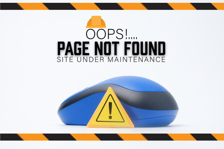 A picture web and page not found site under maintenance with sign and mouse.