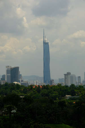 Kuala Lumpur, Malaysia- Circa February, 2022: A noise effect picture of haze and foggy Kuala Lumpur...