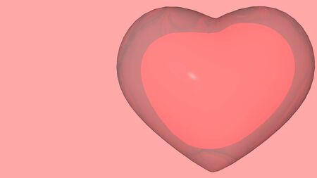 Realistic 3D colorful red romantic Valentine's day hearts background for greeting Valentine's day, 14 feburary. 3D illustration  of floating red hearts.の写真素材