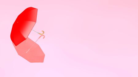 Colorful umbrella with shadow on a delightful color background. 3D rendered Transparent umbrella with all parts visible on a colored floor.の写真素材