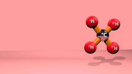 3d illustration of molecule model. Science background with chemical formulas against colored backgroundの写真素材