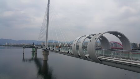 A beautiful view of Sky walk over Soyang Lake in Chuncheon city. Beautiful traveling destination...